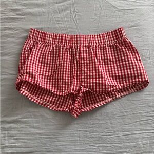 EDIKTED Red Gingham Checkered Shorts